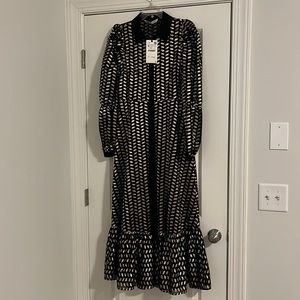 ZARA Black and Metallic Gold Maxi Dress #L14